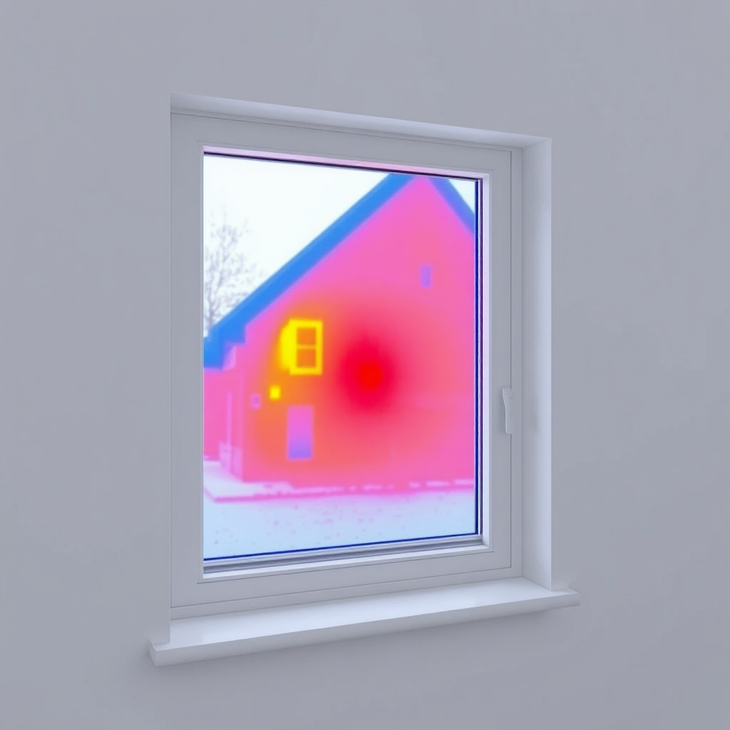 <clean photorealistic photo/illustration showing a thermal camera image of a Köprü Pencere