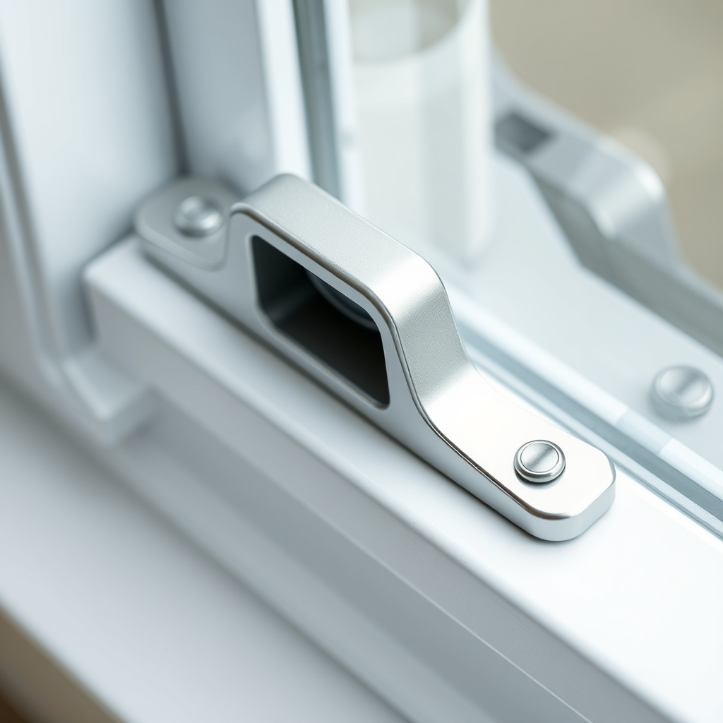 <clean photorealistic photo of Kösmak window handle and hinge lubrication