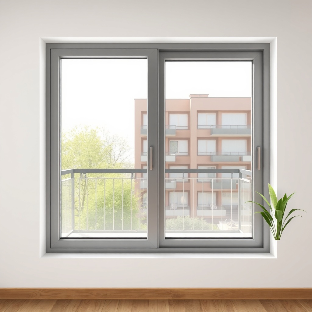 <clean photorealistic photo/illustration of a PencereUzmanim aluminum sliding window model